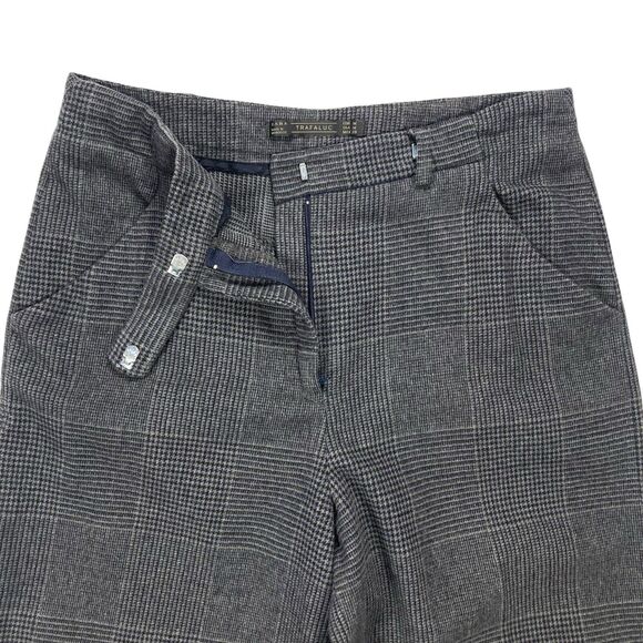 Zara Wide Leg Pants Womens Medium Gray Plaid Trafaluc High Rise Classic Chic - Picture 3 of 15